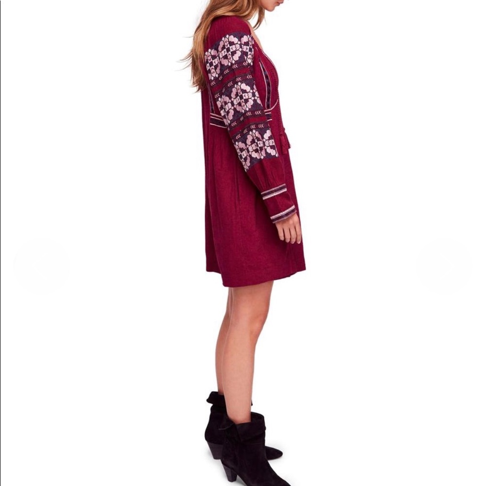 🔥FREE PEOPLE🔥All My Life Boho Mini Dress Wine XS NWT - Picture 3 of 11